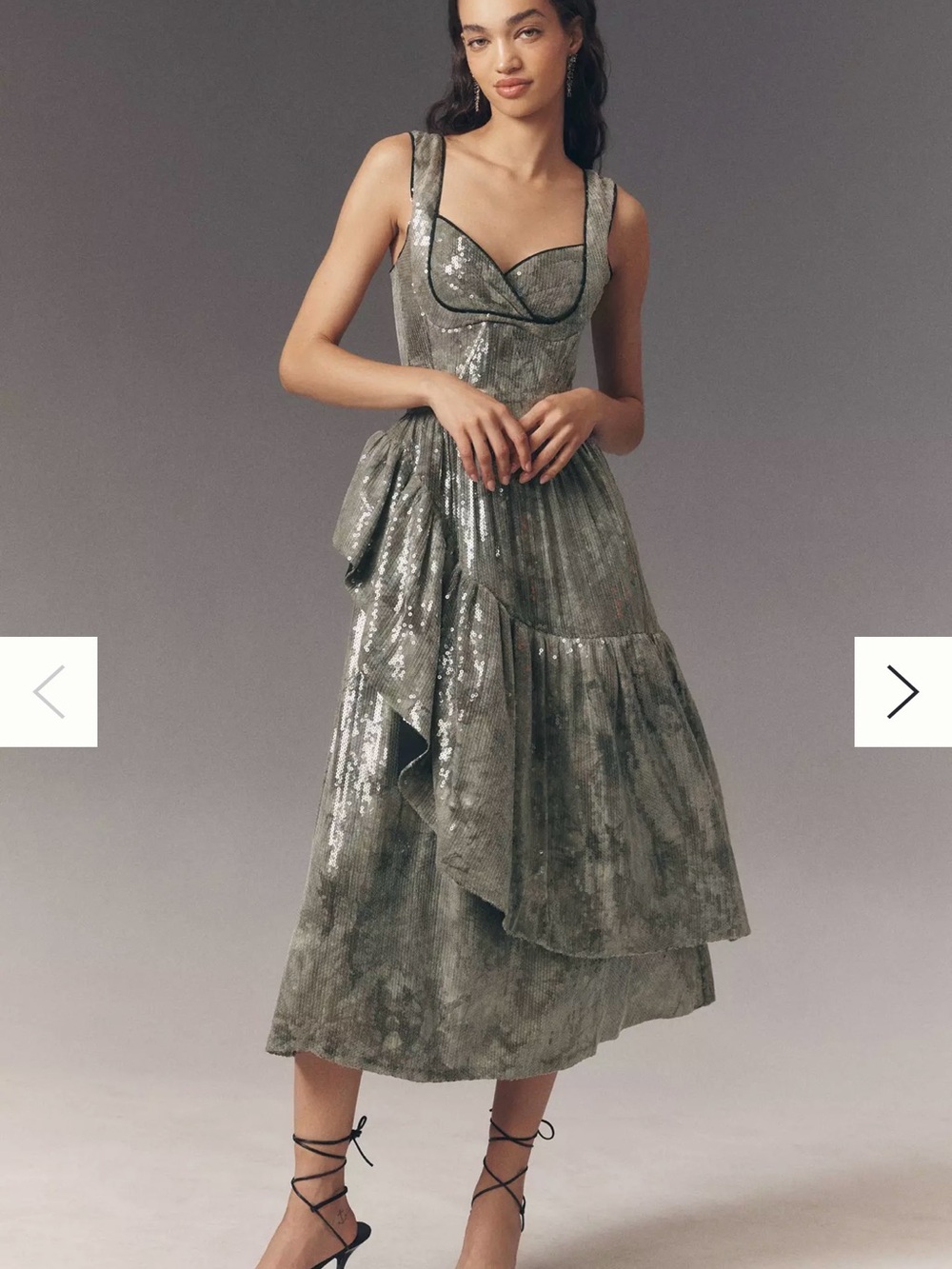 CeliaB Silvermoon Sequin Maxi Dress Sweetheart Bodice size Large Sold Out